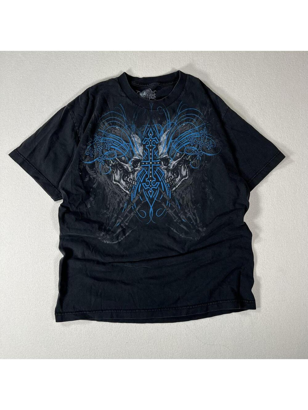 Vintage Y2K MMA Elite Skull Emo Opium Tee